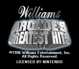 Arcade's Greatest Hits Atari Collection 1 title screen for Super Nintendo